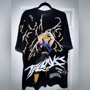 Black Graphic Tee with Anime Design